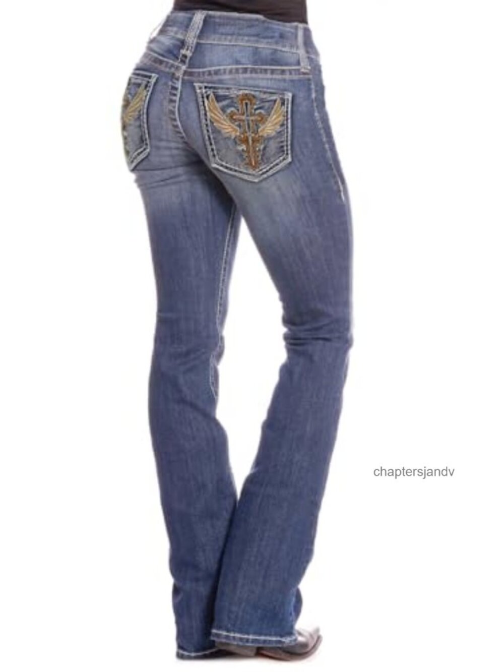 BBL Bootcut Jeans Mid Rise Western Cowgirl Denim Stretch Curvy